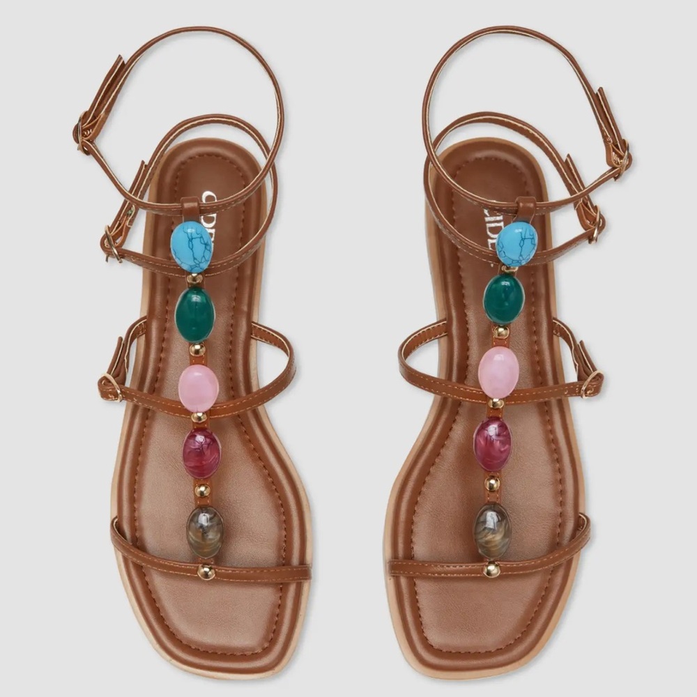 CIDER | Colorful Gemstone Strappy Sandals
